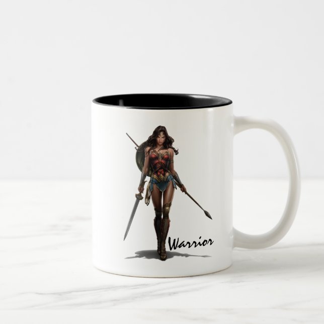 Wonder Woman Battle-Ready Comic Kunst Zweifarbige Tasse (Rechts)