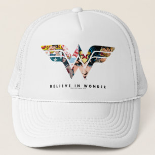 Wonder Woman "Believe in Wonder" Collage Logo Truckerkappe