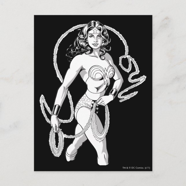 Wonder Woman Black & White Fighter Postkarte (Vorderseite)