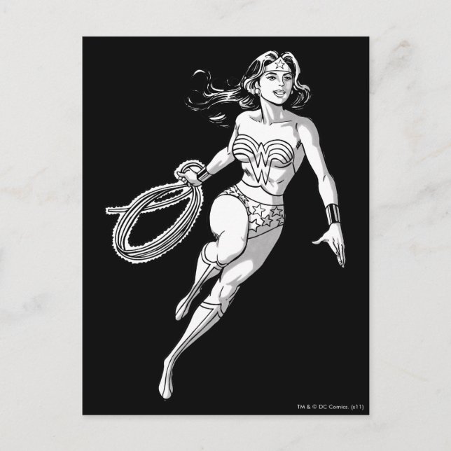Wonder Woman Black & White Lasso Postkarte (Vorderseite)