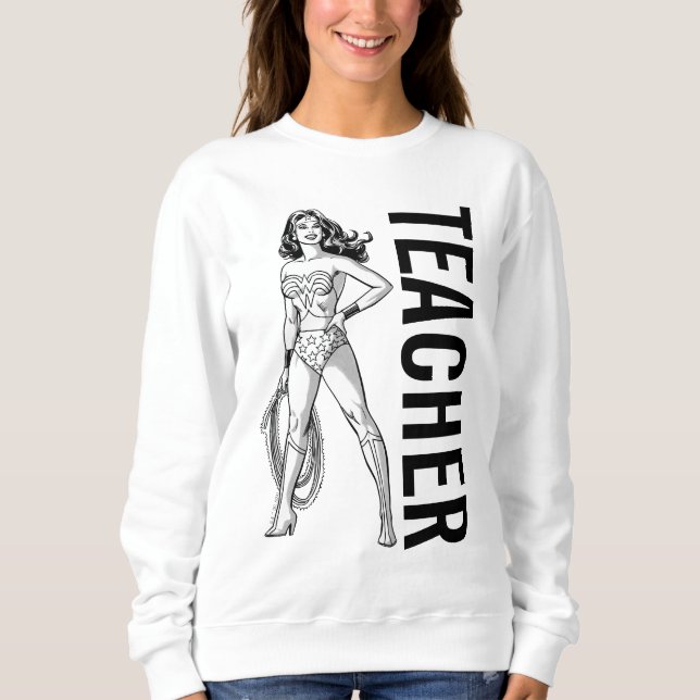 Wonder Woman Black & White Pose Lehrerin Sweatshirt (Vorderseite)