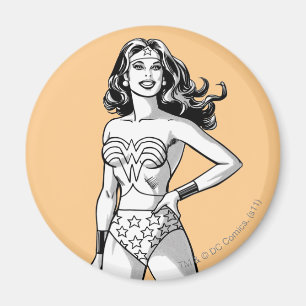 Wonder Woman Black & White Pose Magnet
