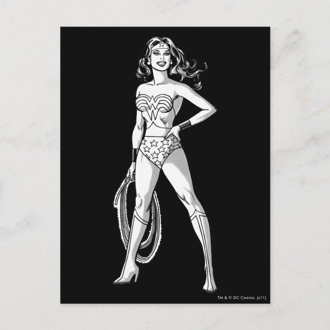 Wonder Woman Black & White Pose Postkarte (Vorderseite)