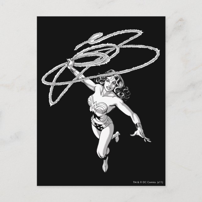 Wonder Woman Black & White Twirl Postkarte (Vorderseite)