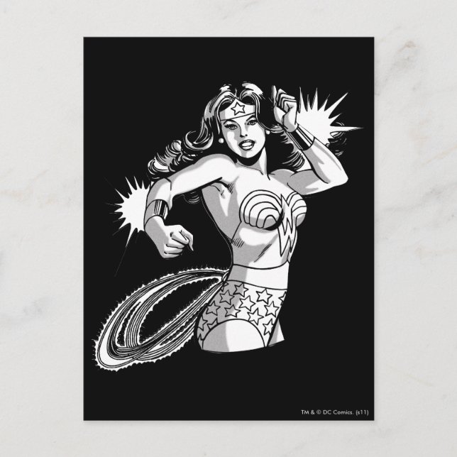 Wonder Woman Black & White Verteidiger Postkarte (Vorderseite)