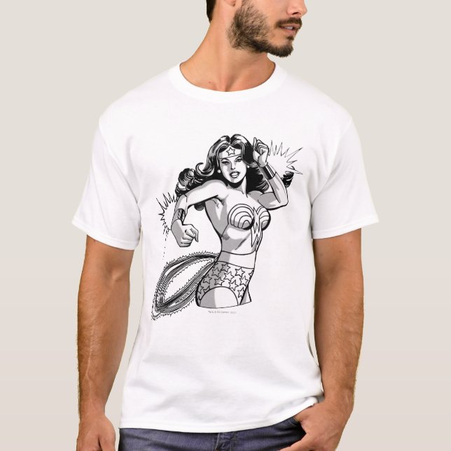 Wonder Woman Black & White Verteidiger T-Shirt (Vorderseite)