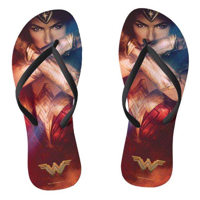 Wonder Woman Blockierung mit Armbändern Flip Flops (Fußbett)