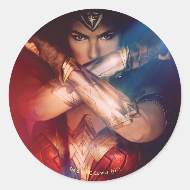 Wonder Woman Blockierung mit Armbändern Runder Aufkleber (Vorderseite)