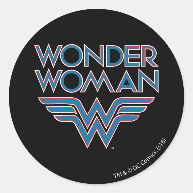 Wonder Woman Blue and Red Retro Logo Runder Aufkleber (Vorderseite)