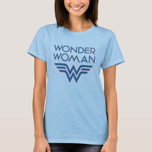 Wonder Woman Blue and Red Retro Logo T-Shirt (Vorderseite)