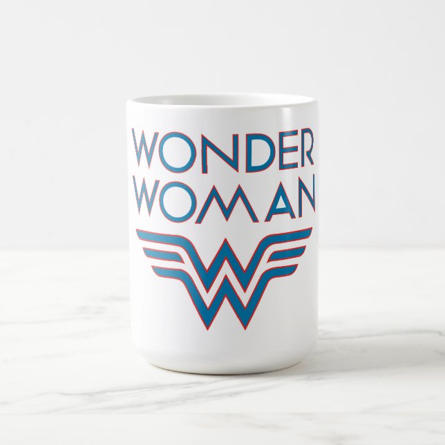 Wonder Woman Blue and Red Retro Logo Tasse (Mittel)