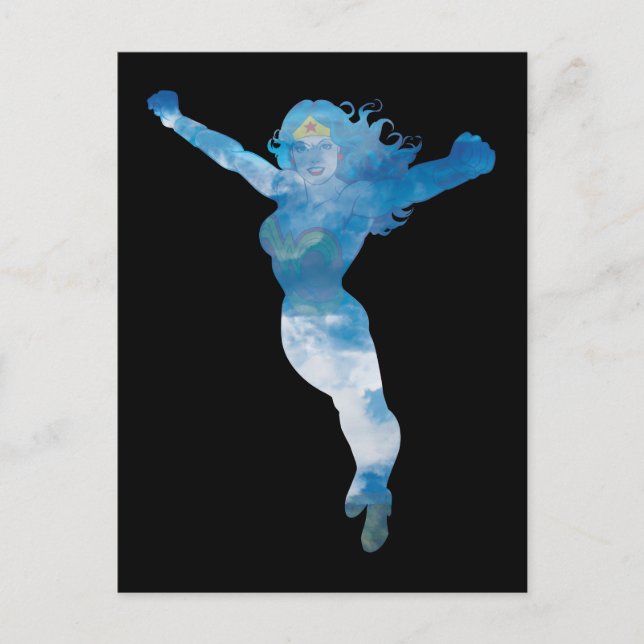 Wonder Woman Blue Sky Silhouette Postkarte (Vorderseite)