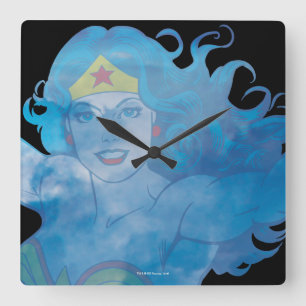 Wonder Woman Blue Sky Silhouette Quadratische Wanduhr