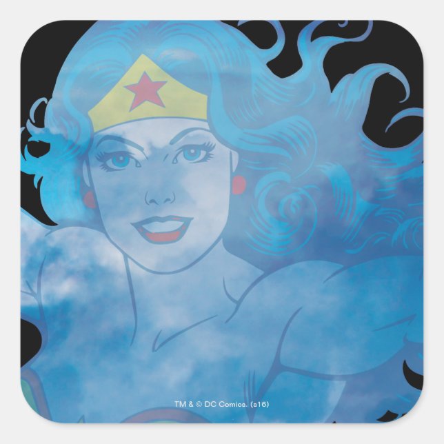 Wonder Woman Blue Sky Silhouette Quadratischer Aufkleber (Vorderseite)