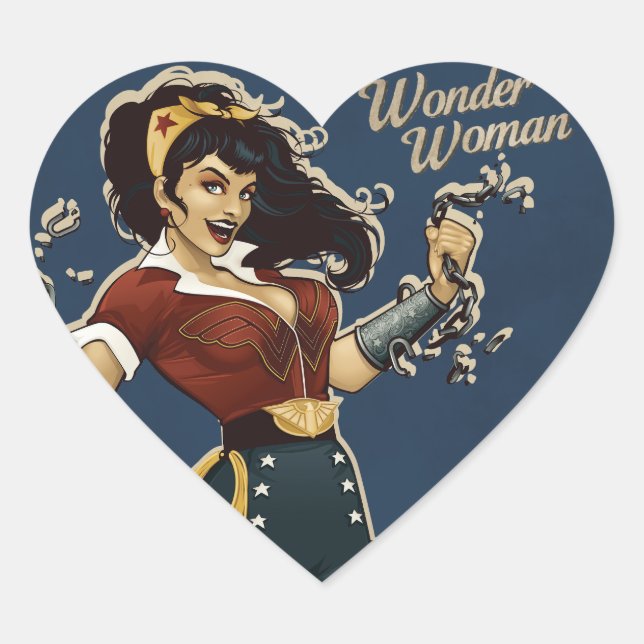 Wonder Woman Bombshell Herz-Aufkleber (Vorderseite)