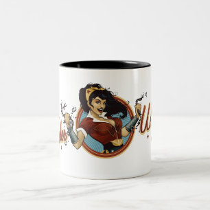 Wonder Woman Bombshell Namensgrafik Zweifarbige Tasse