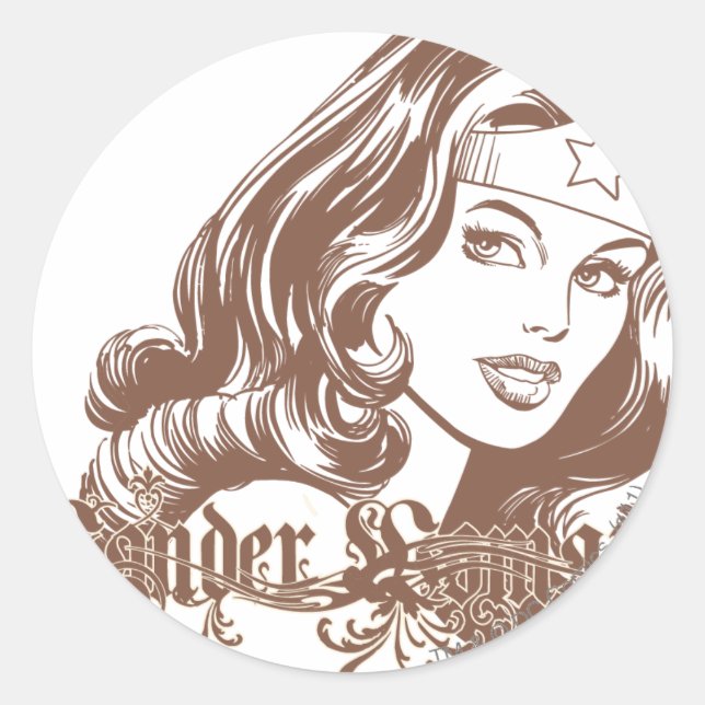 Wonder Woman Brown Runder Aufkleber (Vorderseite)