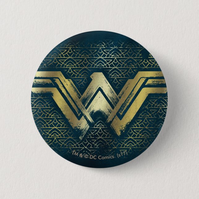 Wonder Woman Brushed Gold Symbol Button (Vorderseite)