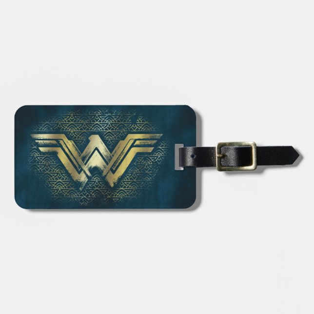 Wonder Woman Brushed Gold Symbol Gepäckanhänger (Vorderseite horizontal)