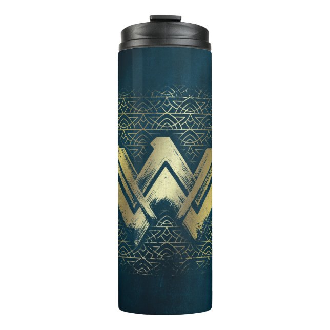 Wonder Woman Brushed Gold Symbol Thermosbecher (Vorderseite)