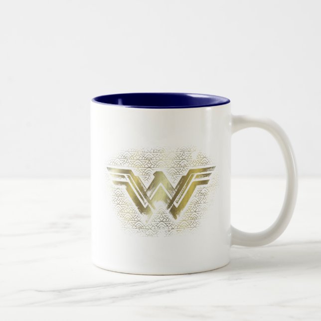 Wonder Woman Brushed Gold Symbol Zweifarbige Tasse (Rechts)