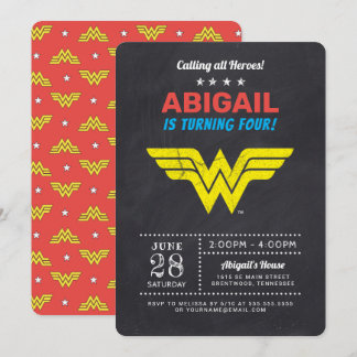 Wonder Woman Chalkboard Girls Geburtstagseinladung Einladung