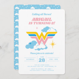 Wonder Woman Clouds Logo Geburtstag Einladung