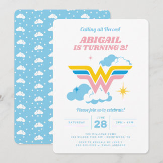 Wonder Woman Clouds Logo Geburtstag Einladung