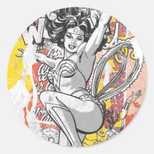 Wonder Woman Collage 1 Runder Aufkleber