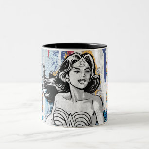 Wonder Woman Collage 4 Zweifarbige Tasse