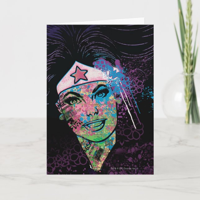 Wonder Woman Colorful Collage Karte (Vorderseite)