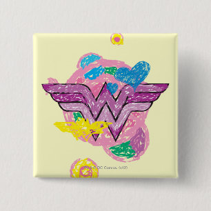 Wonder Woman Colorful Scribbles Button
