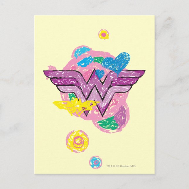 Wonder Woman Colorful Scribbles Postkarte (Vorderseite)