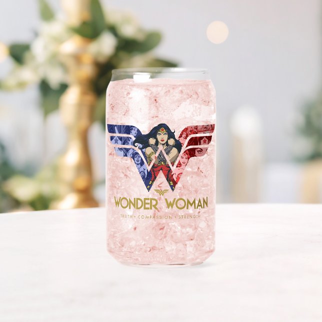 Wonder Woman Crossed Arms in Logo Collage Dosenglas (Insitu (Hochzeit))