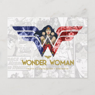 Wonder Woman Crossed Arms in Logo Collage Einladungspostkarte