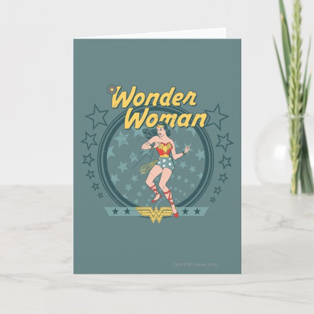 Wonder Woman Distressed Star Design Karte (Vorderseite)