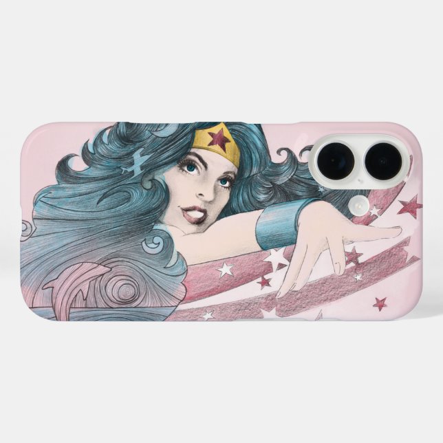 Wonder Woman Dolphin und Streifen Case-Mate iPhone Hülle (Rückseite (Horizontal))