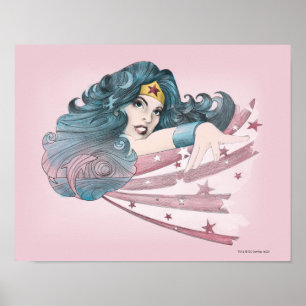 Wonder Woman Dolphin und Streifen Poster
