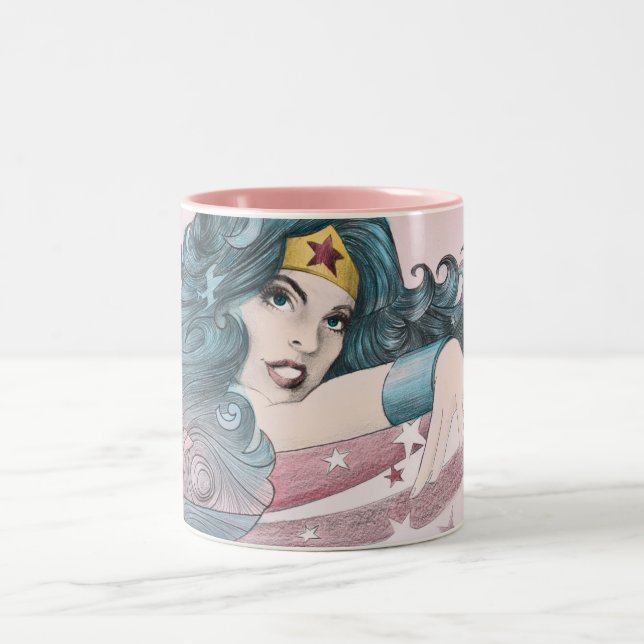 Wonder Woman Dolphin und Streifen Zweifarbige Tasse (Mittel)