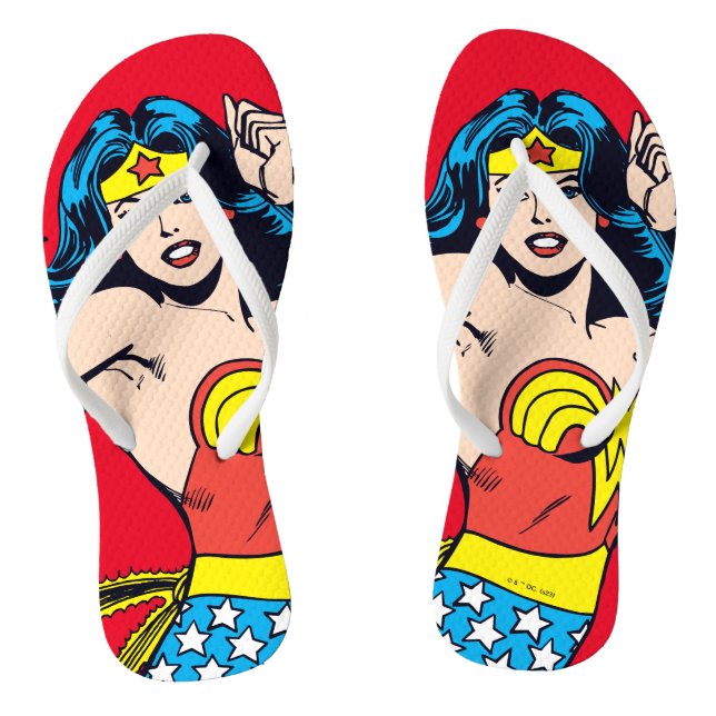 Wonder Woman Drehung mit leuchtenden Wellen Flip Flops (Fußbett)