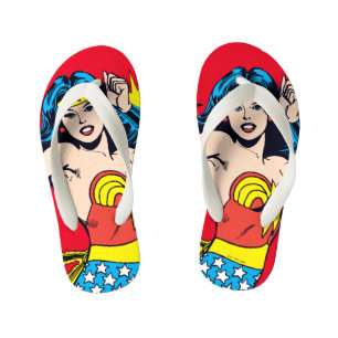 Wonder Woman Drehung mit leuchtenden Wellen Kinderbadesandalen