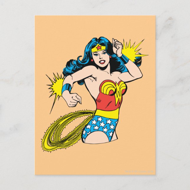 Wonder Woman Drehung mit leuchtenden Wellen Postkarte (Vorderseite)