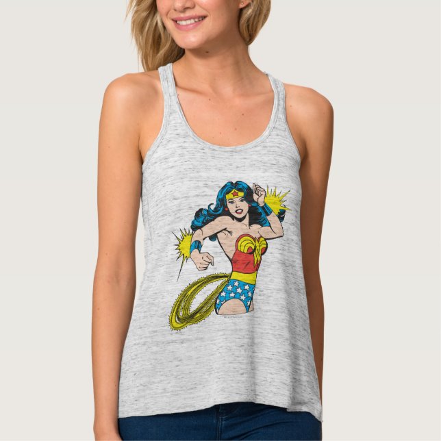 Wonder Woman Drehung mit leuchtenden Wellen Tank Top (Vorderseite)