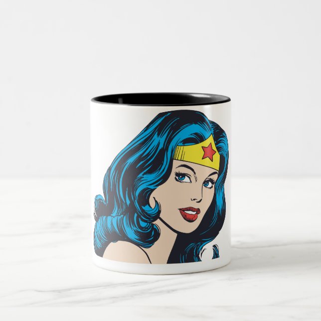 Wonder Woman Face Zweifarbige Tasse (Mittel)