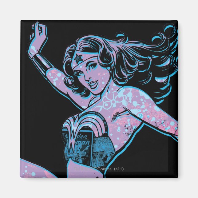 Wonder Woman farbenfrohe Pose Magnet (Vorne)