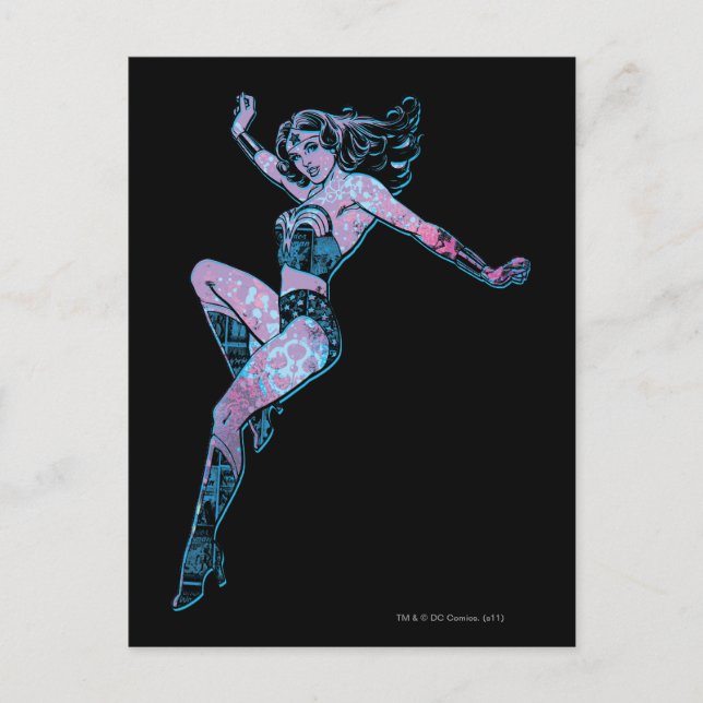 Wonder Woman farbenfrohe Pose Postkarte (Vorderseite)
