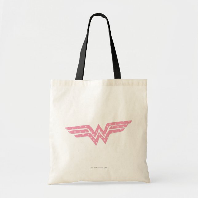 Wonder Woman farbenfrohe Rosa Floral Logo Tragetasche (Vorne)
