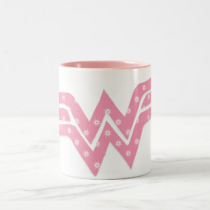 Wonder Woman farbenfrohe Rosa Floral Logo Zweifarbige Tasse