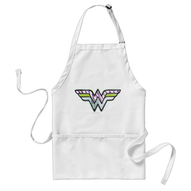 Wonder Woman farbenfrohe Sketch-Logo Schürze (Vorne)