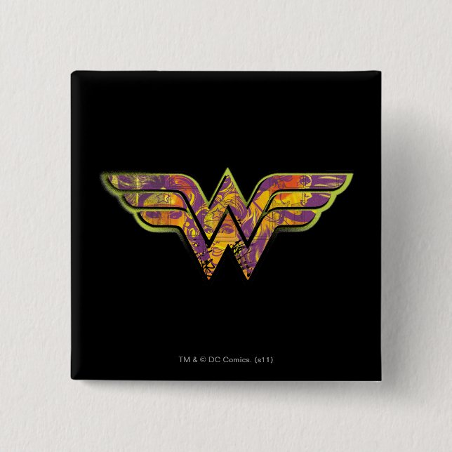 Wonder Woman farbiges Logo Button (Vorderseite)